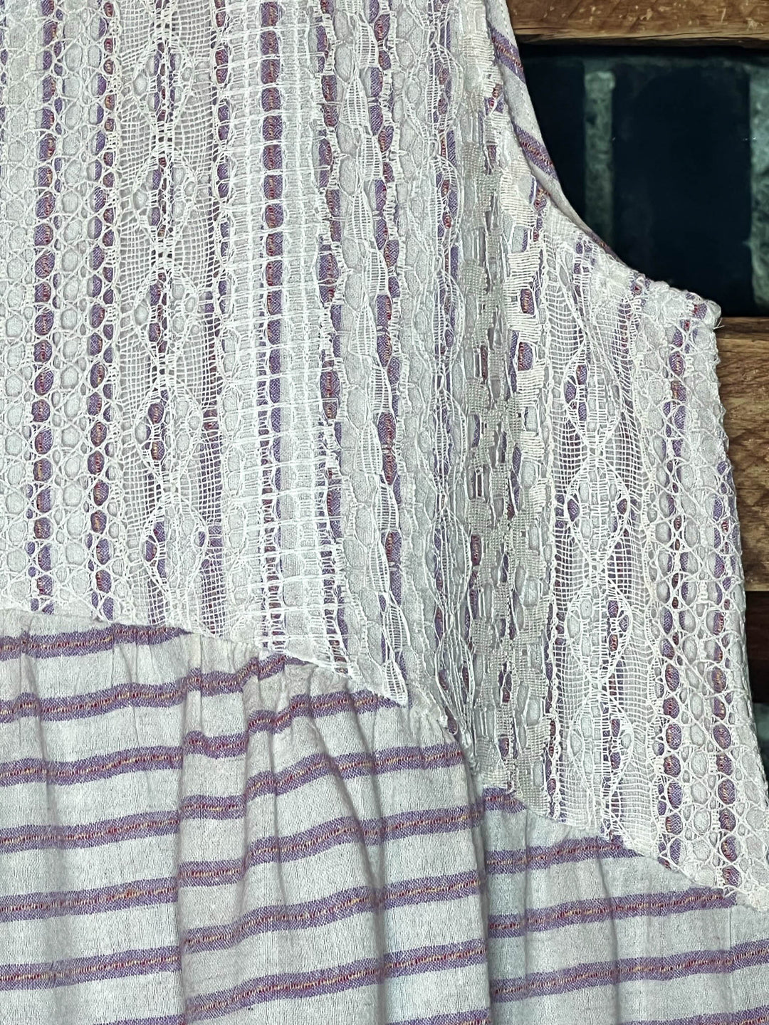 100 % COTTON BABYDOLL TOP IN NATURAL & VIOLET 6-12 SIZE----- SALE