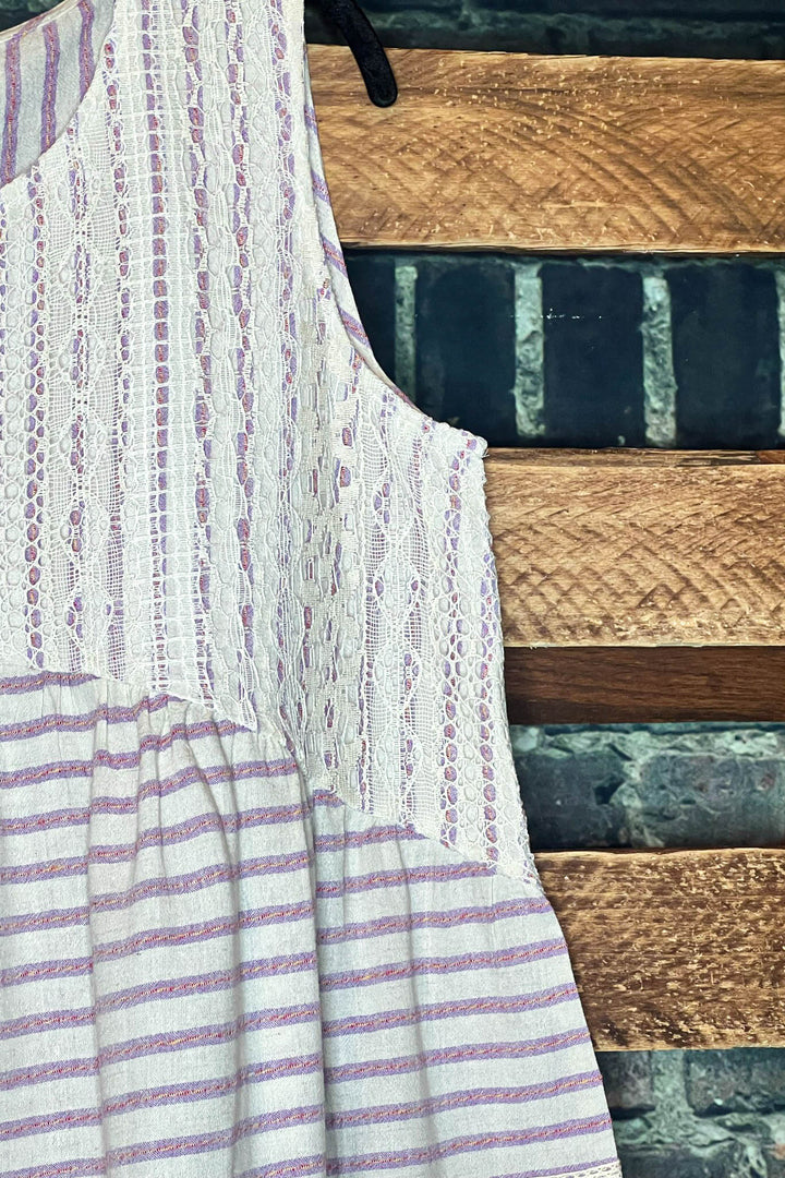 100 % COTTON BABYDOLL TOP IN NATURAL & VIOLET 6-12 SIZE----- SALE