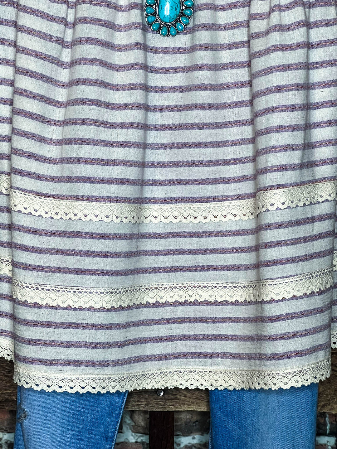 100 % COTTON BABYDOLL TOP IN NATURAL & VIOLET 6-12 SIZE----- SALE