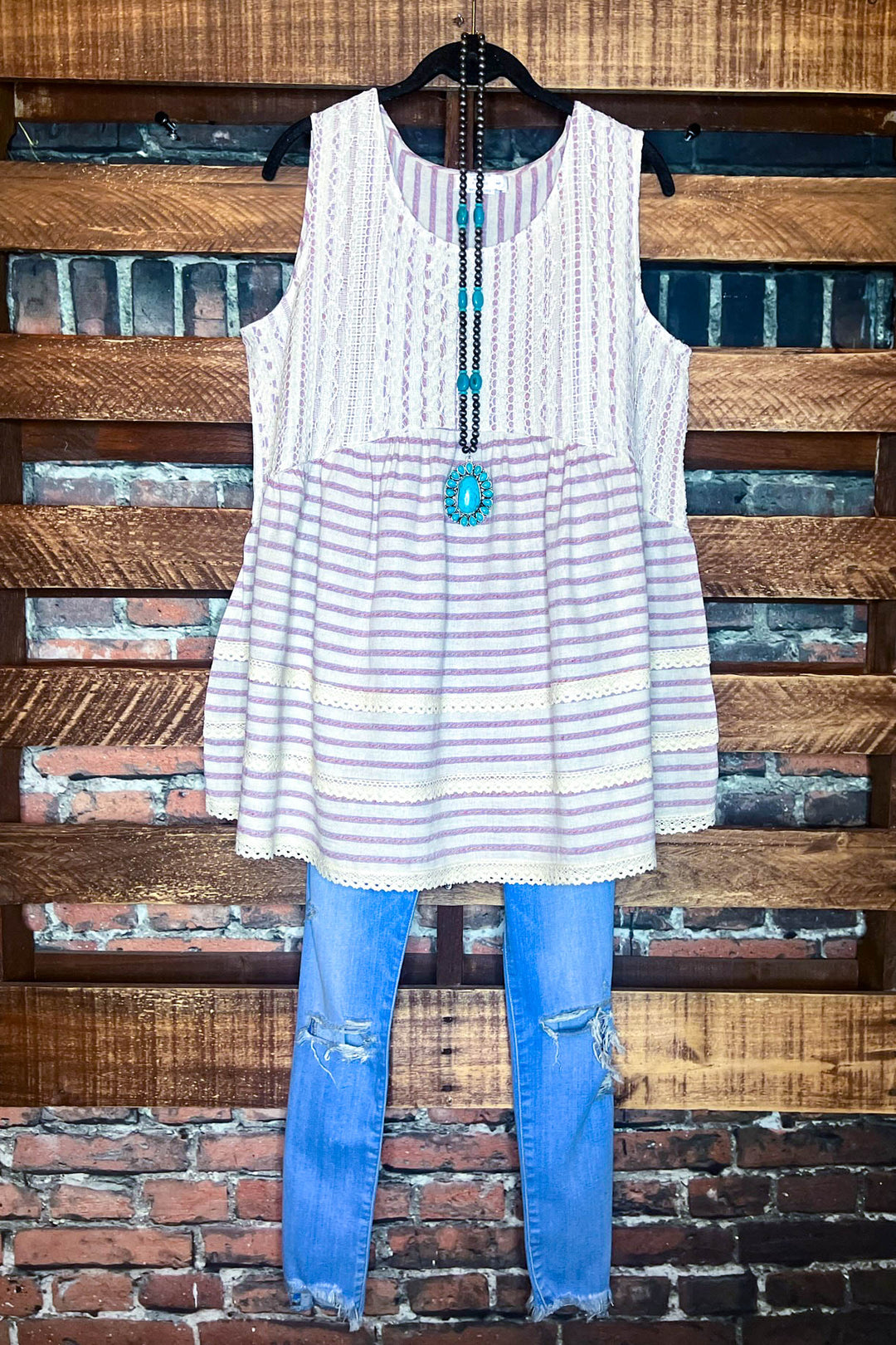 100 % COTTON BABYDOLL TOP IN NATURAL & VIOLET 6-12 SIZE----- SALE