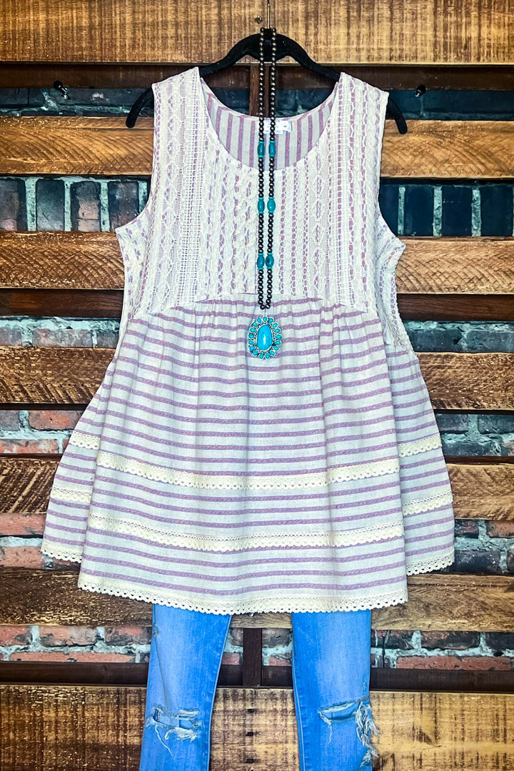 100 % COTTON BABYDOLL TOP IN NATURAL & VIOLET 6-12 SIZE----- SALE