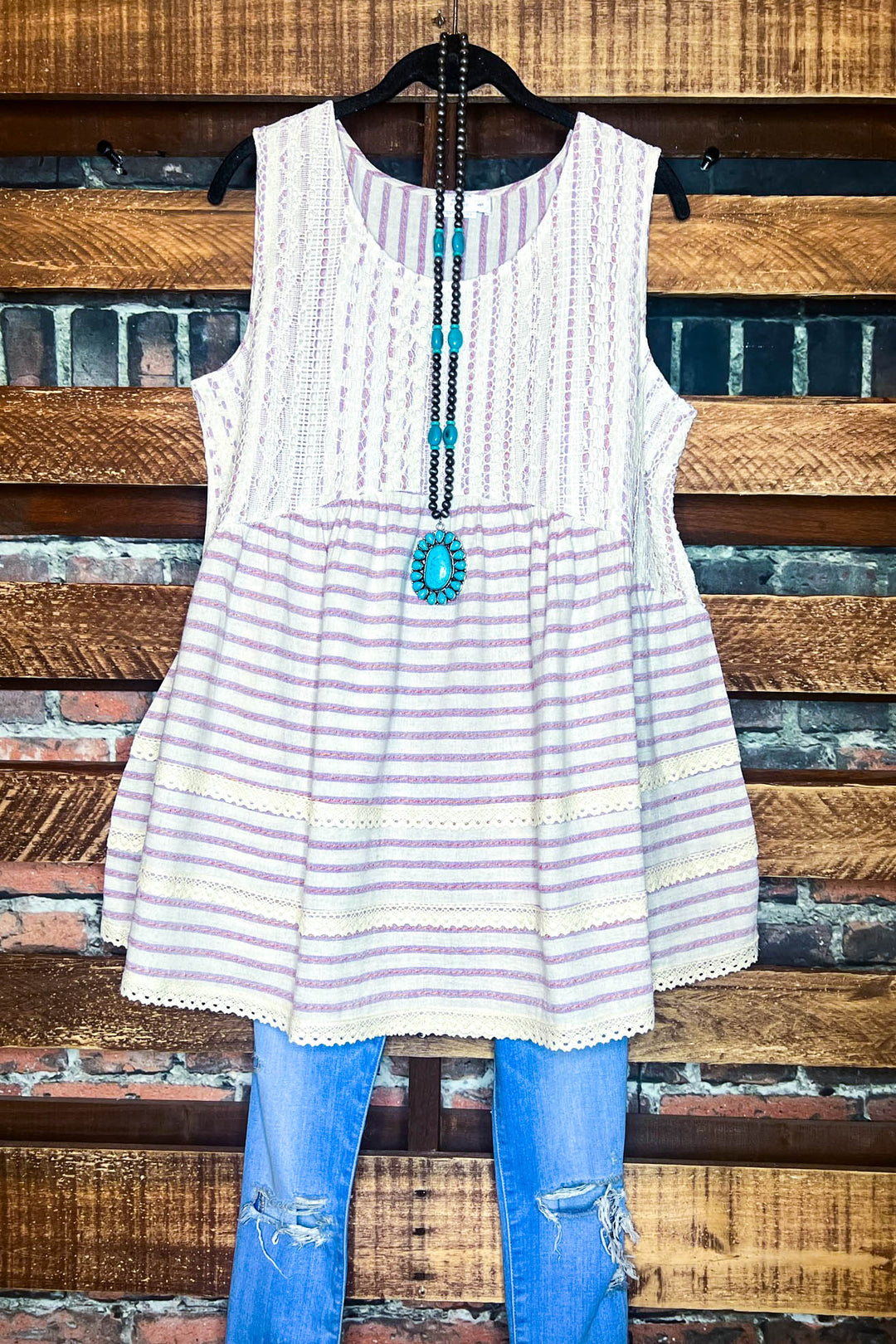 100 % COTTON BABYDOLL TOP IN NATURAL & VIOLET 6-12 SIZE----- SALE