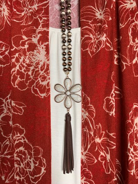 Floral Print Cardigan in Red Rust----------sale