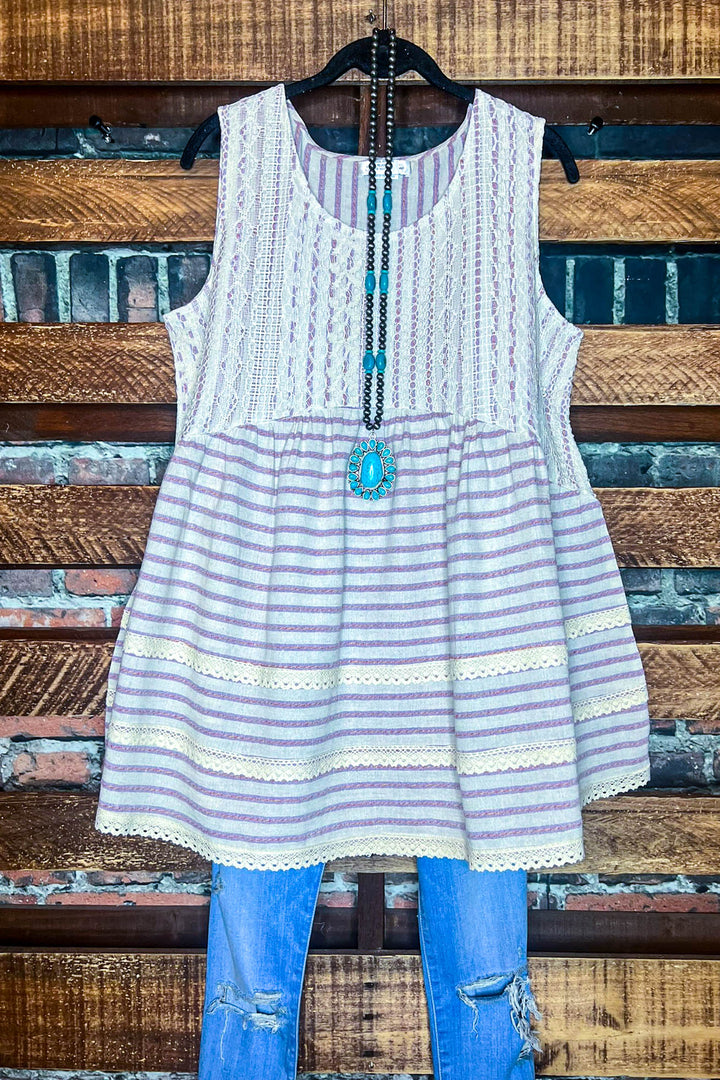 100 % COTTON BABYDOLL TOP IN NATURAL & VIOLET 6-12 SIZE----- SALE