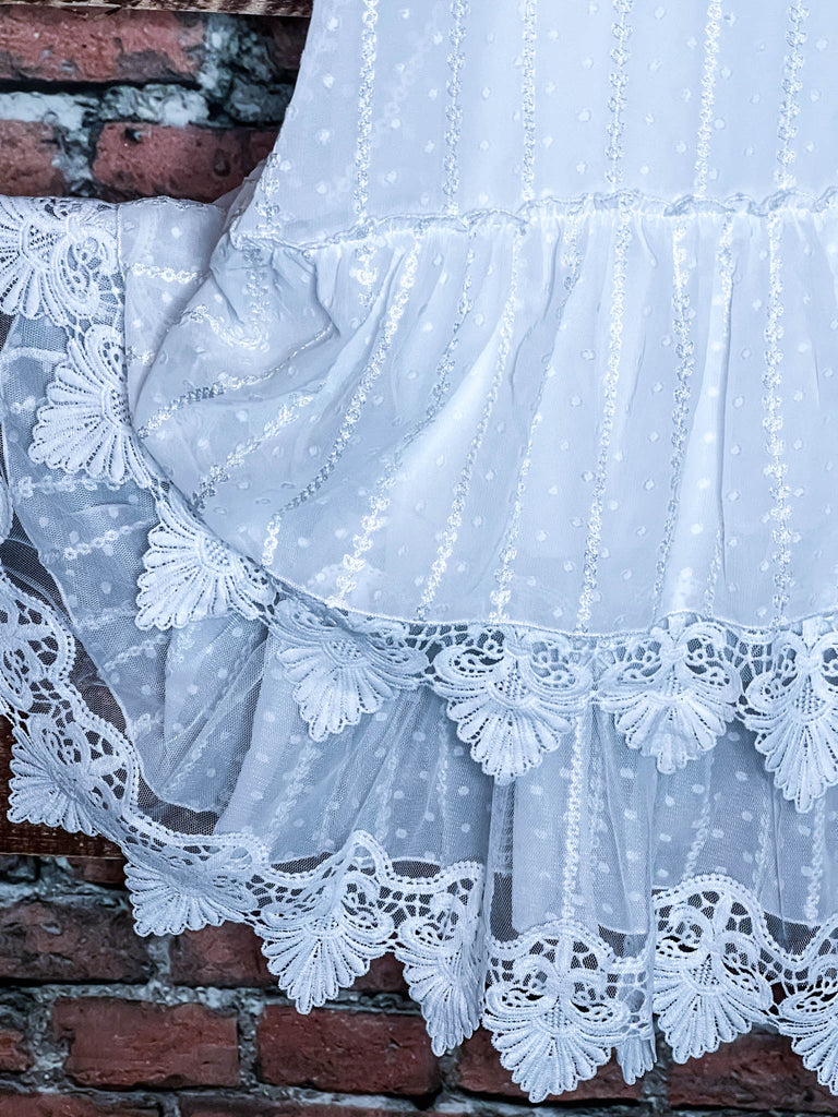 WHITE LACE MIDI DRESS------------------SALE