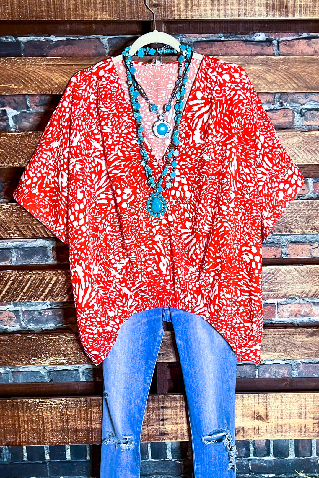 18-20 SIZE- LEOPARD PRINT TOP IN ORANGE --------- SALE