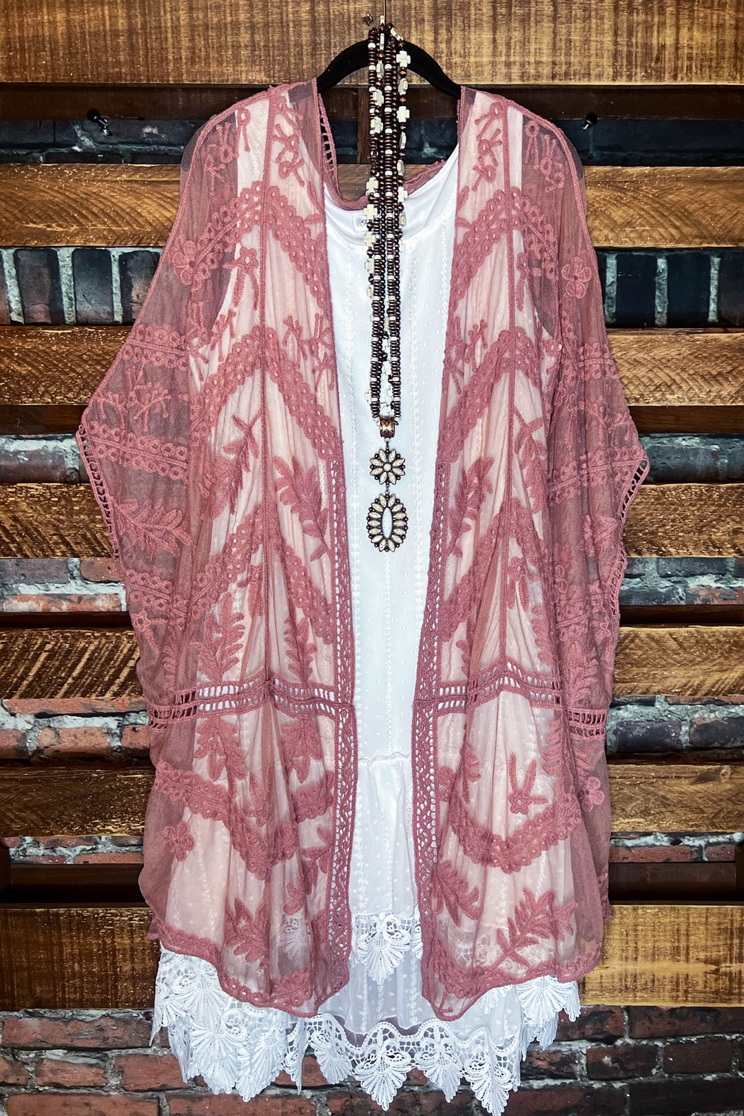 YOU'RE MY DREAM VINTAGE ROSE LACE DUSTER KIMONO