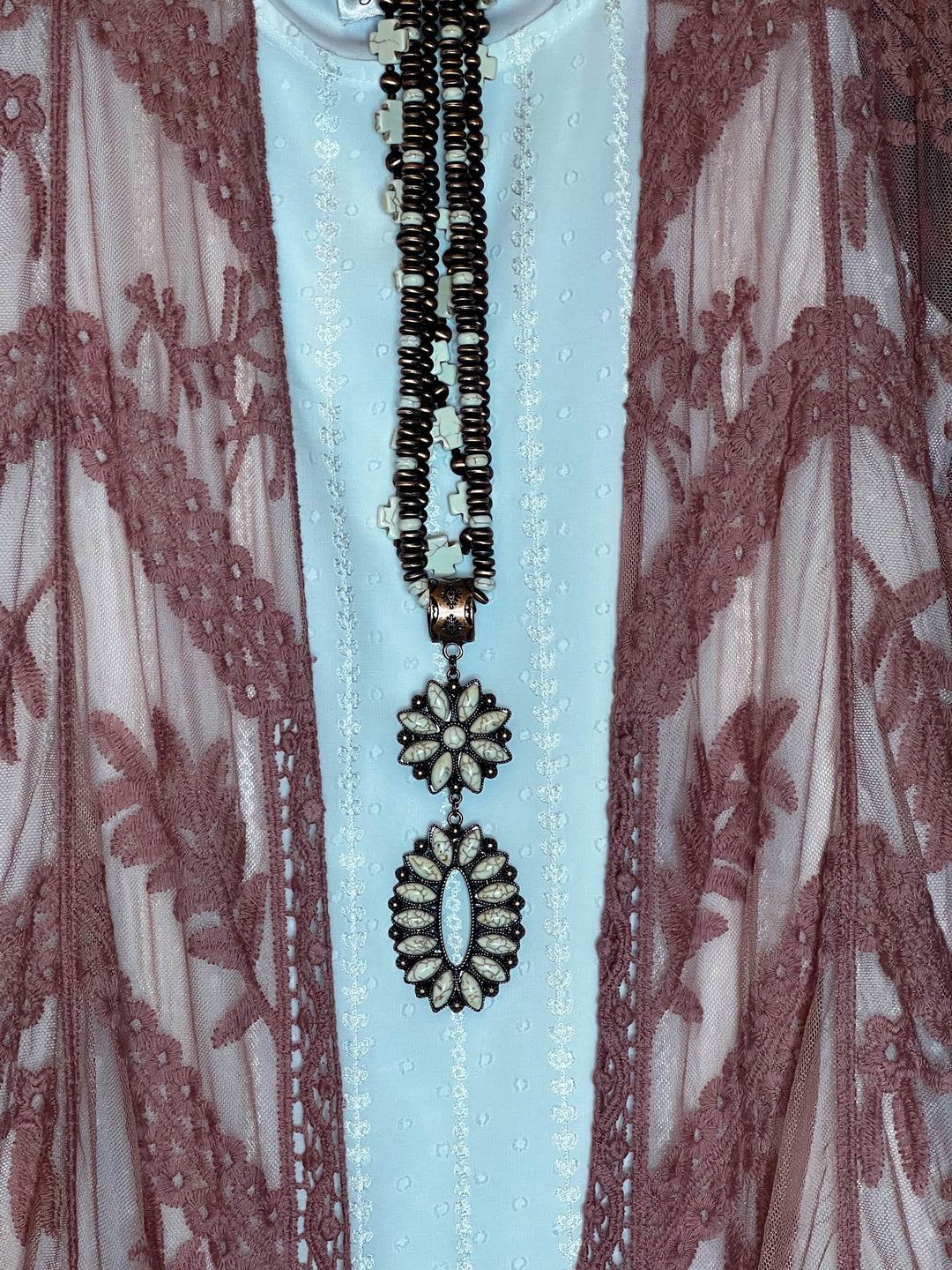 YOU'RE MY DREAM VINTAGE ROSE LACE DUSTER KIMONO