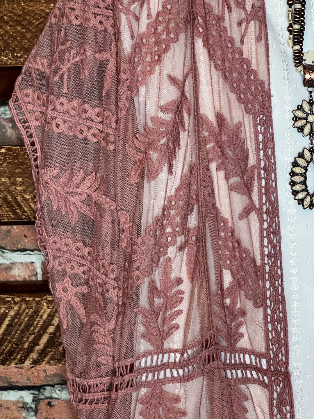 YOU'RE MY DREAM VINTAGE ROSE LACE DUSTER KIMONO