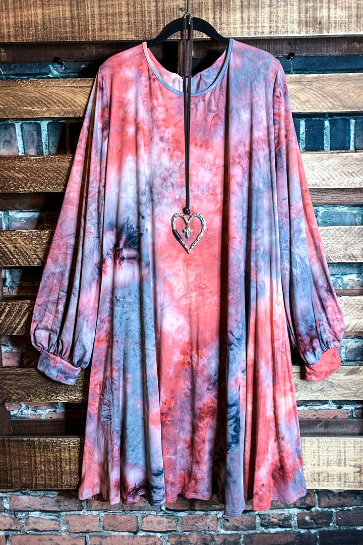 ENJOYING EVERYDAY TIE DYE DRESS 3X 4X 5X IN MULTI-COLOR