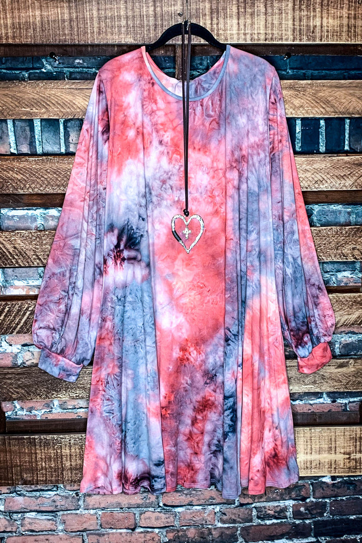 ENJOYING EVERYDAY TIE DYE DRESS 3X 4X 5X IN MULTI-COLOR
