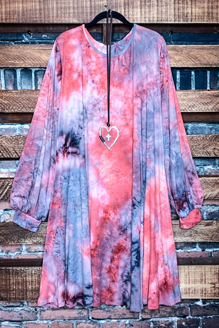 ENJOYING EVERYDAY TIE DYE DRESS 3X 4X 5X IN MULTI-COLOR