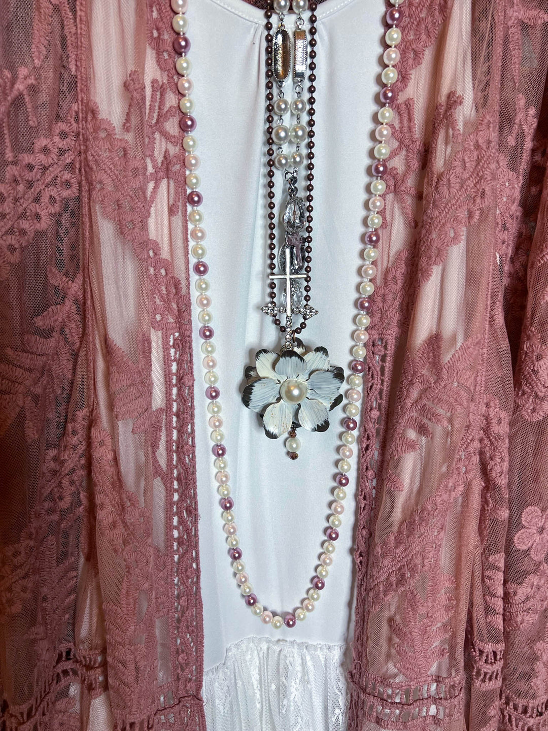 YOU'RE MY DREAM VINTAGE ROSE LACE DUSTER KIMONO