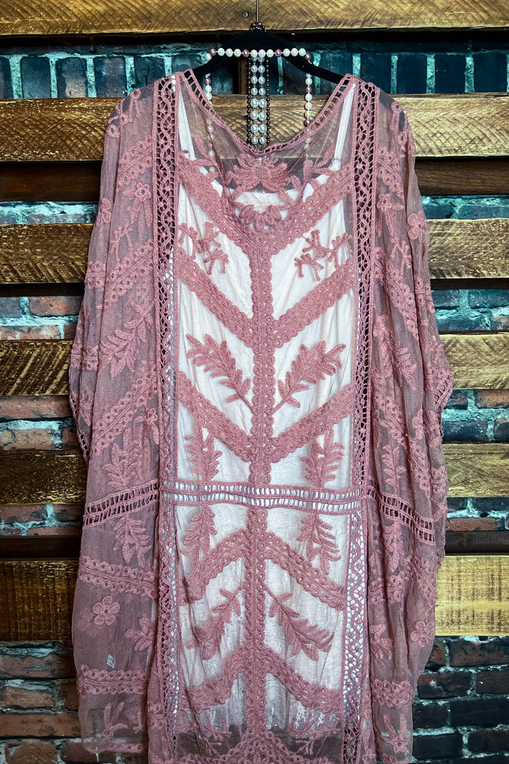 YOU'RE MY DREAM VINTAGE ROSE LACE DUSTER KIMONO