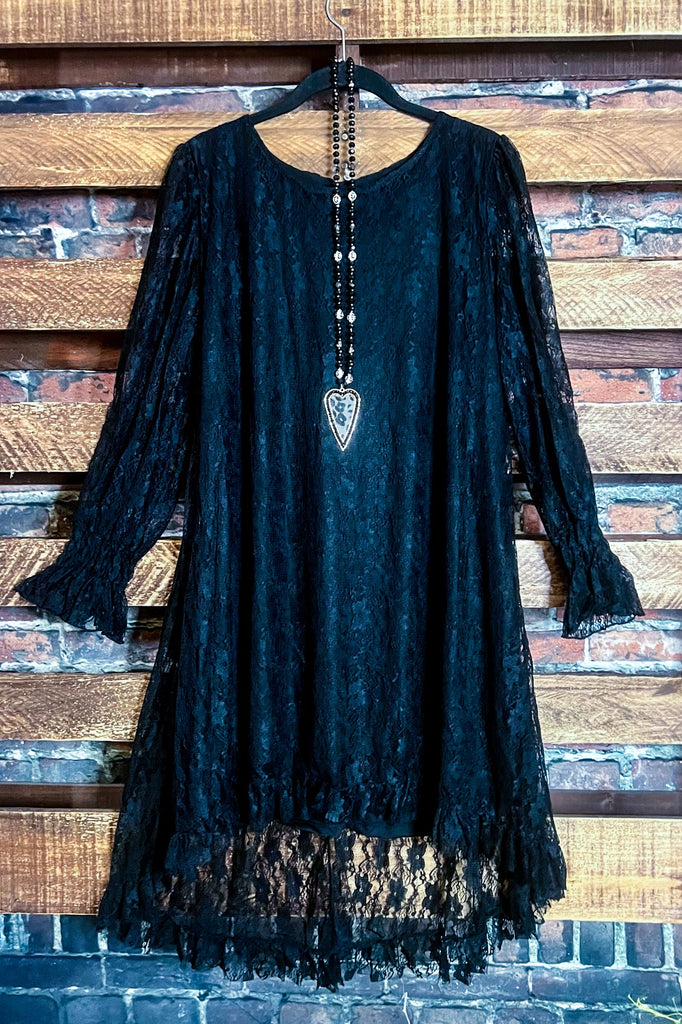 LOVE OF MY LIFE BLACK LACE TUNIC LAYERED