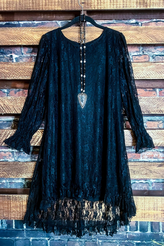 LOVE OF MY LIFE BLACK LACE TUNIC LAYERED