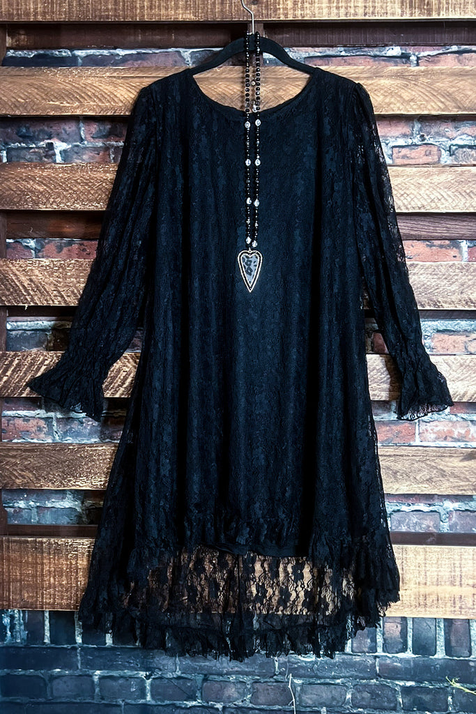 LOVE OF MY LIFE BLACK LACE TUNIC LAYERED