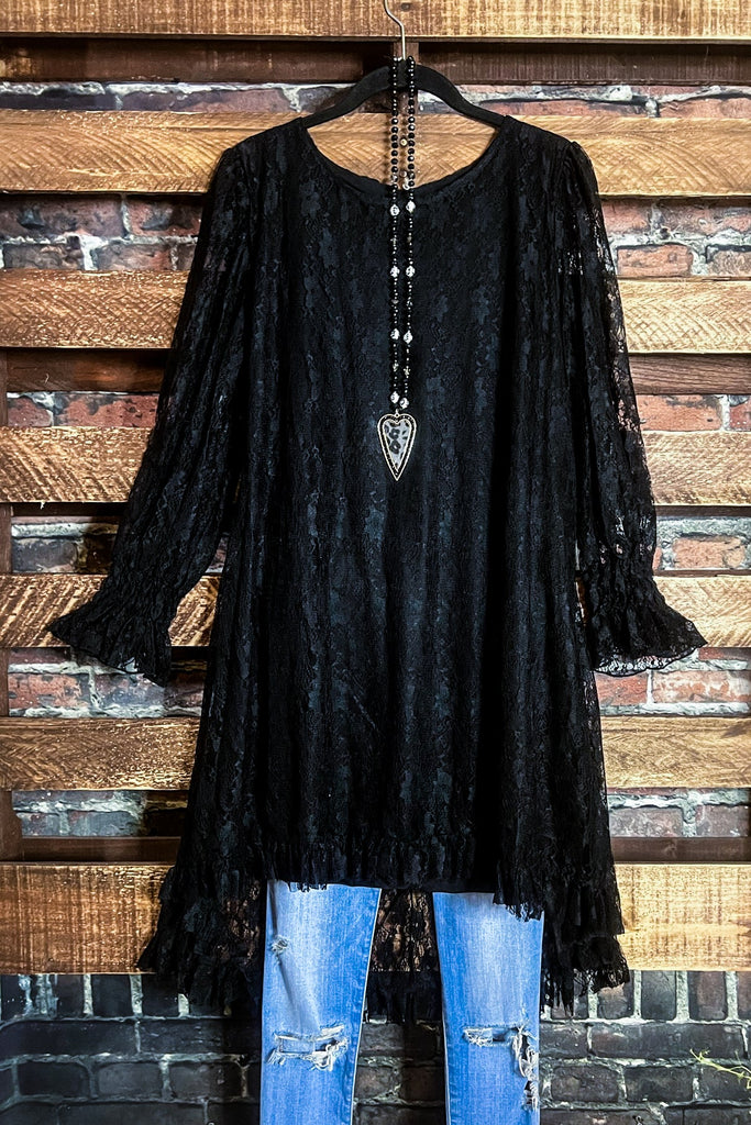 LOVE OF MY LIFE BLACK LACE TUNIC LAYERED