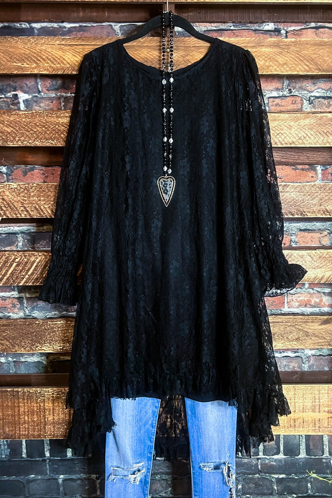 LOVE OF MY LIFE BLACK LACE TUNIC LAYERED