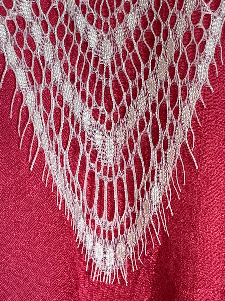 ABSOLUTELY UNFORGETTABLE FAB LACE TUNIC IN BEIGE & CRIMSON