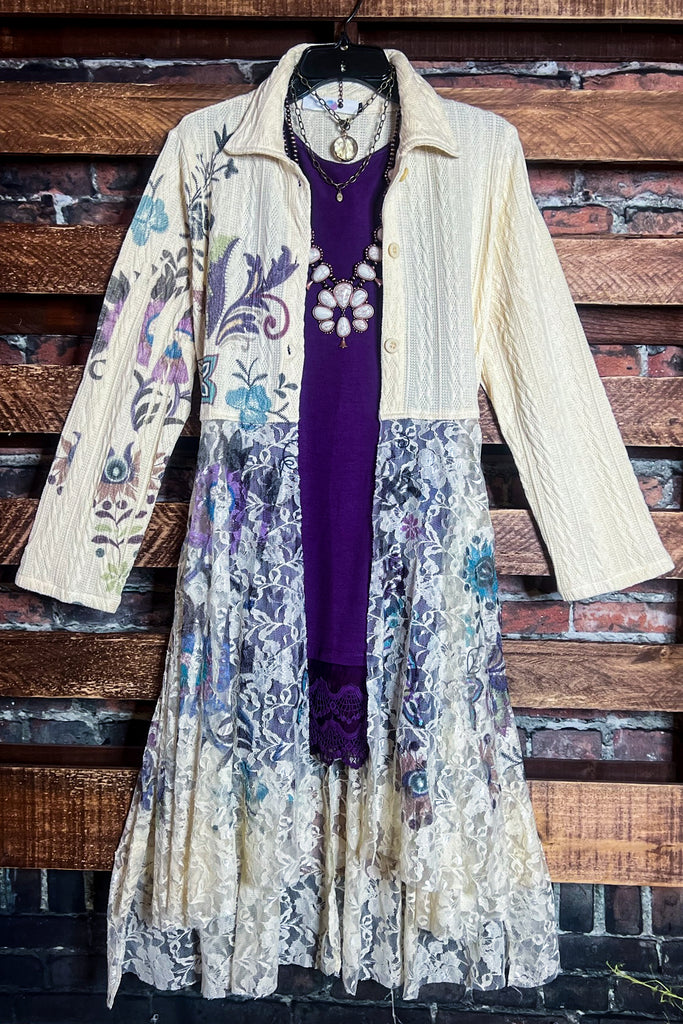 POISON D'AMORE LACE JACKET CARDI IN NATURAL & FLORAL