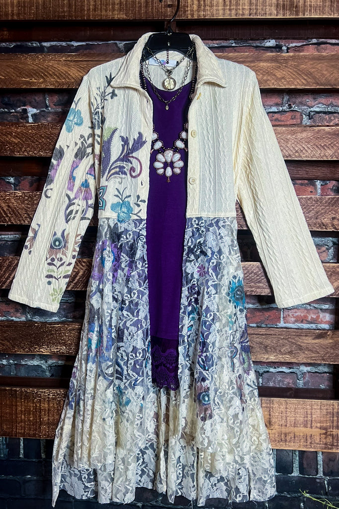POISON D'AMORE LACE JACKET CARDI IN NATURAL & FLORAL