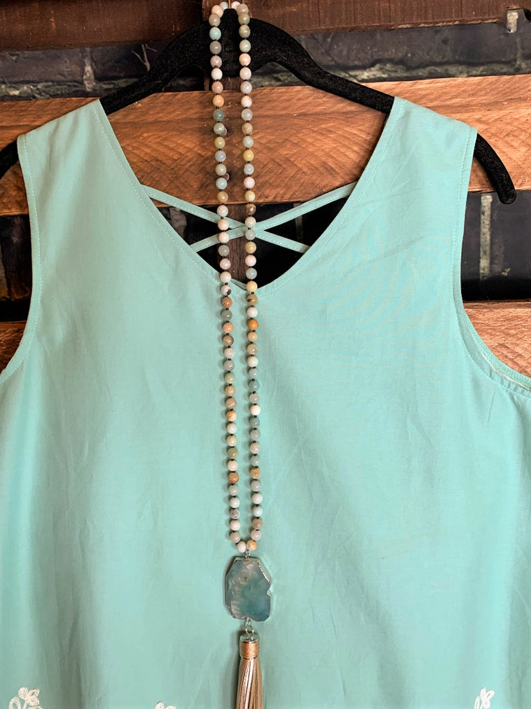 MINT EMBROIDERED TOP------sale