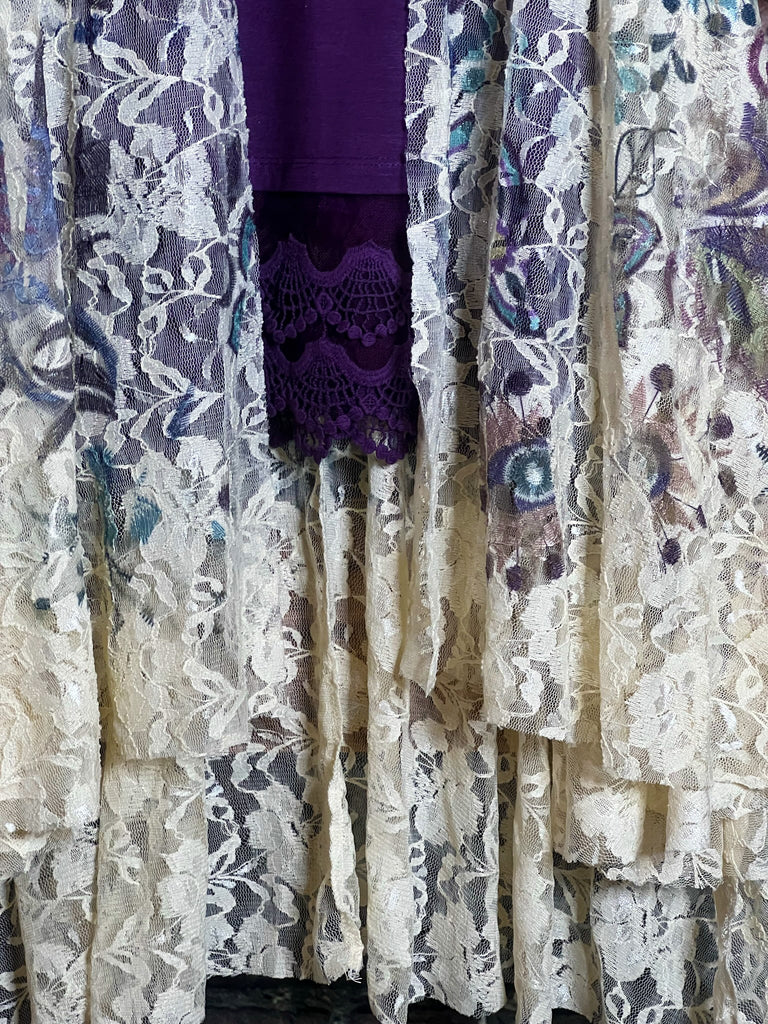 POISON D'AMORE LACE JACKET CARDI IN NATURAL & FLORAL