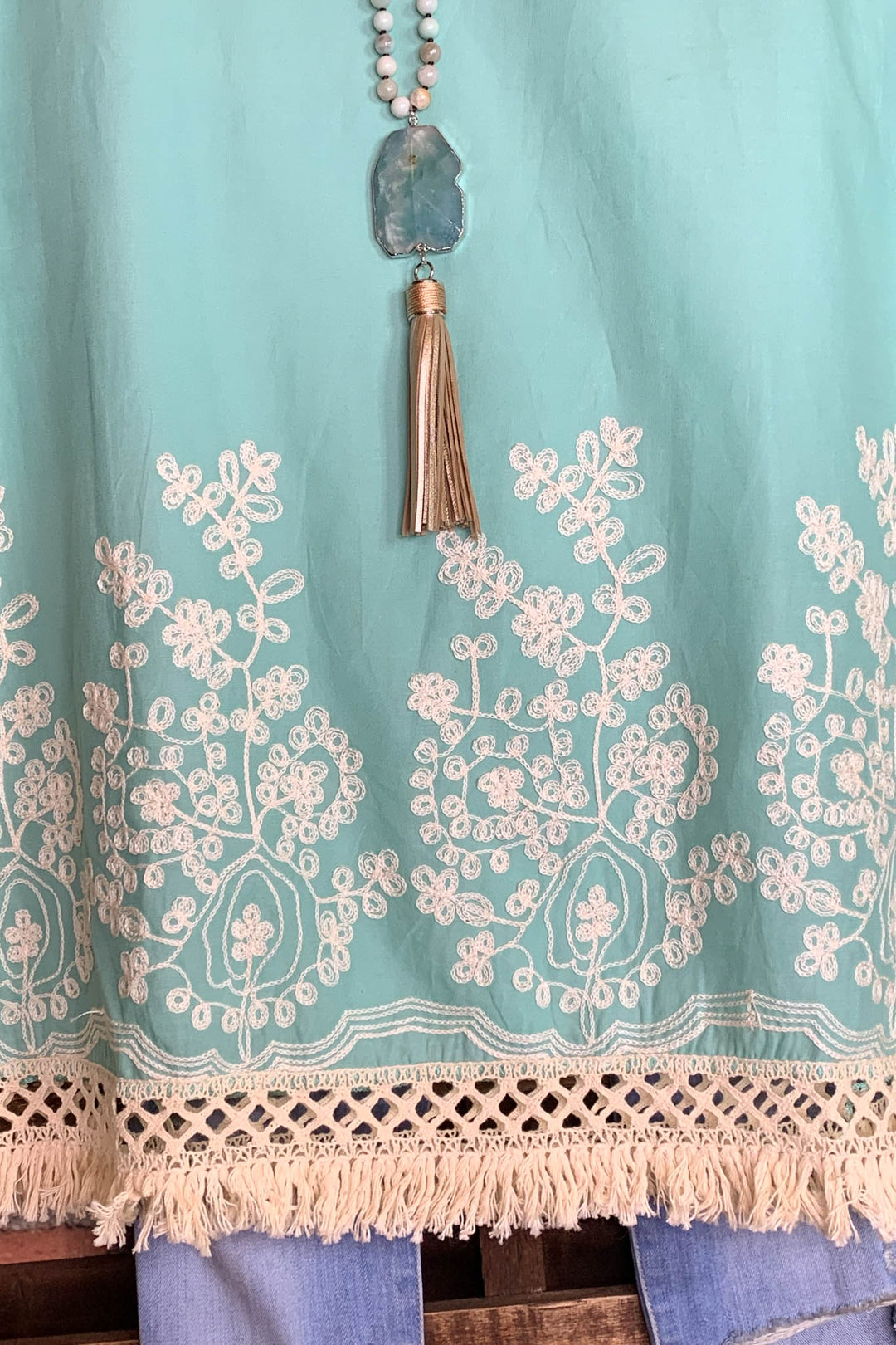 MINT EMBROIDERED TOP------sale