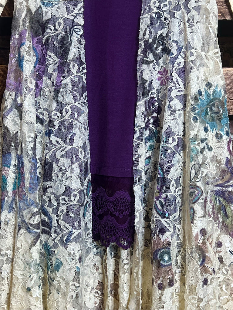 POISON D'AMORE LACE JACKET CARDI IN NATURAL & FLORAL