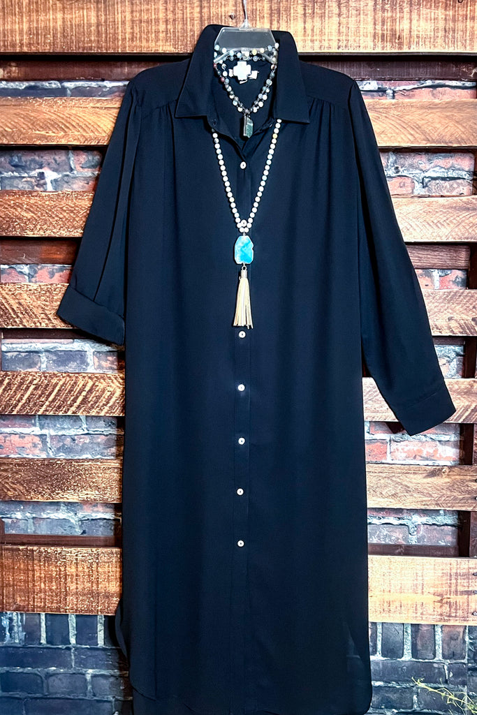 CLASSICALLY URBAN SHIRT DRESS IN BLACK