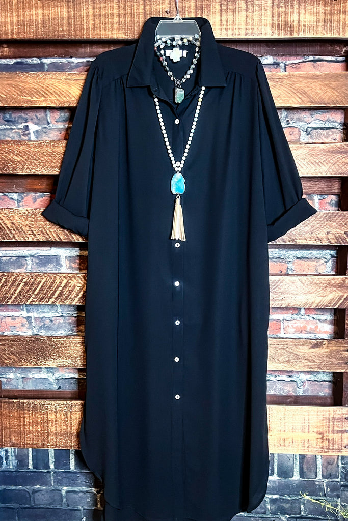 CLASSICALLY URBAN SHIRT DRESS IN BLACK