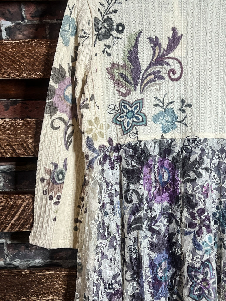 POISON D'AMORE LACE JACKET CARDI IN NATURAL & FLORAL