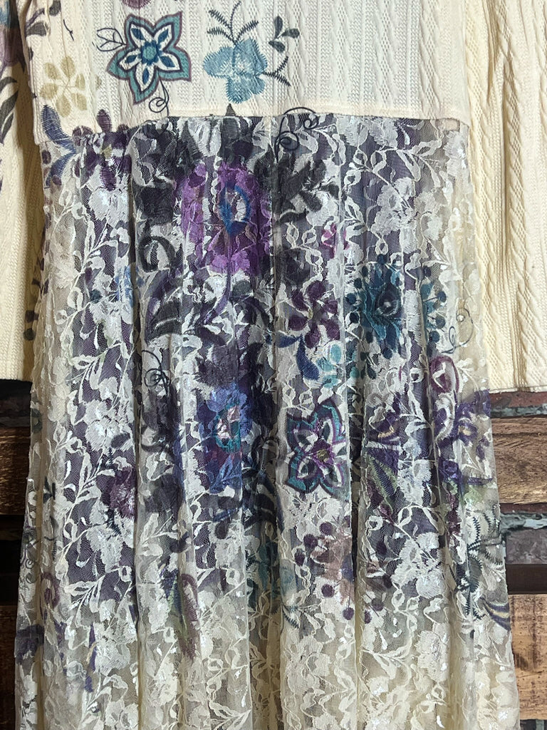 POISON D'AMORE LACE JACKET CARDI IN NATURAL & FLORAL
