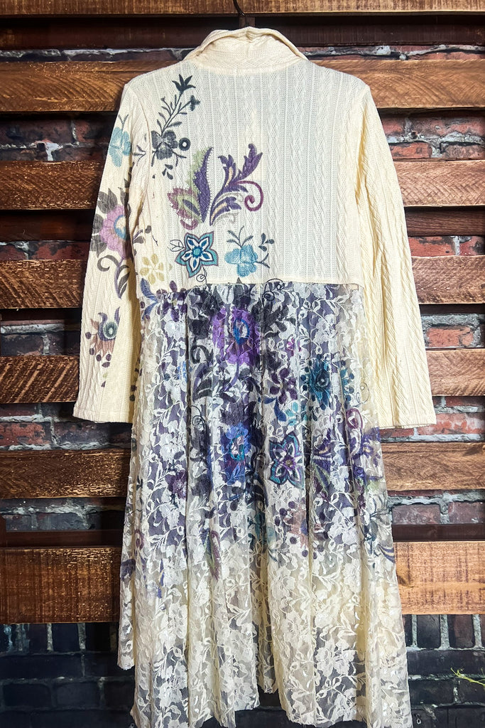 POISON D'AMORE LACE JACKET CARDI IN NATURAL & FLORAL