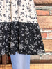 GRACEFUL SIMPLICITY FLORAL BABYDOLL TOP IN BLACK & WHITE