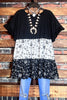 GRACEFUL SIMPLICITY FLORAL BABYDOLL TOP IN BLACK & WHITE