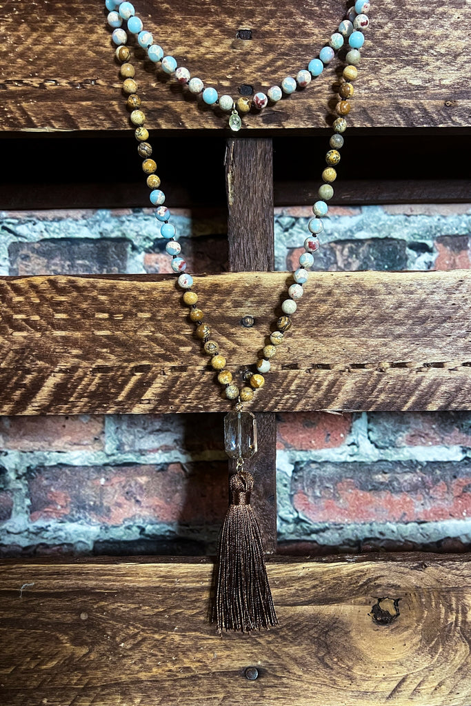 SUNRISE CRYSTAL PENDANT & NATURAL STONE NECKLACE