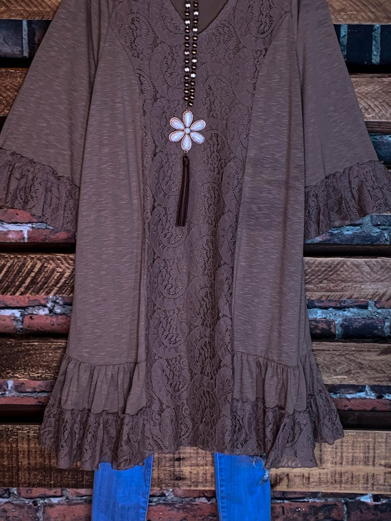 BROWN MOCHA LACE DRESS-----SALE