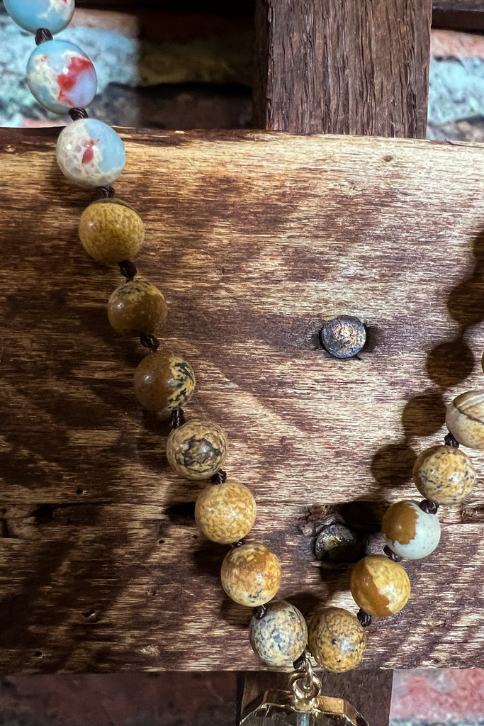 CRYSTAL PENDANT & NATURAL STONE NECKLACE