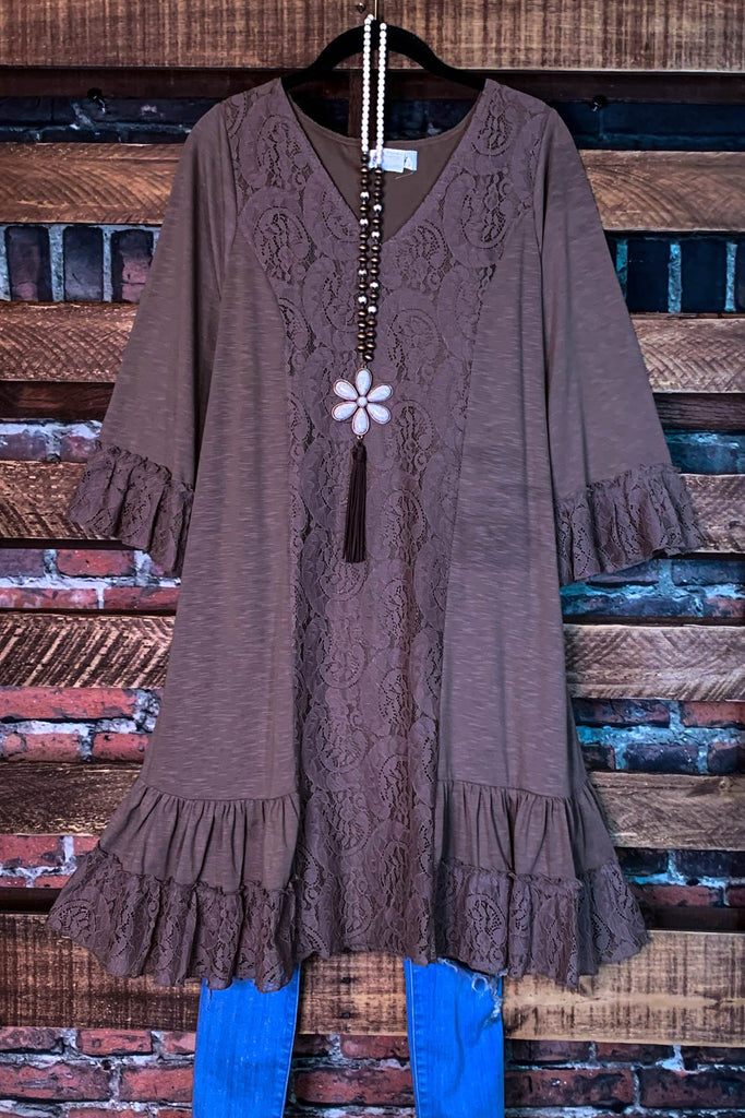 BROWN MOCHA LACE DRESS-----SALE