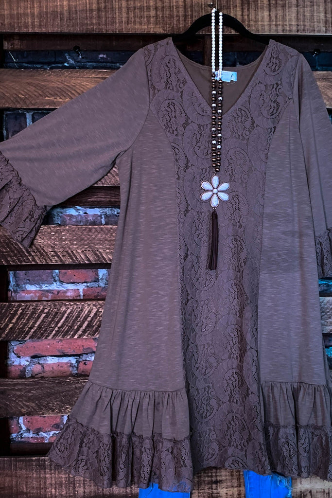 BROWN MOCHA LACE DRESS-----SALE