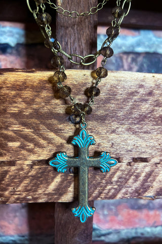 VICTORIAN CROSS CRYSTAL NECKLACE