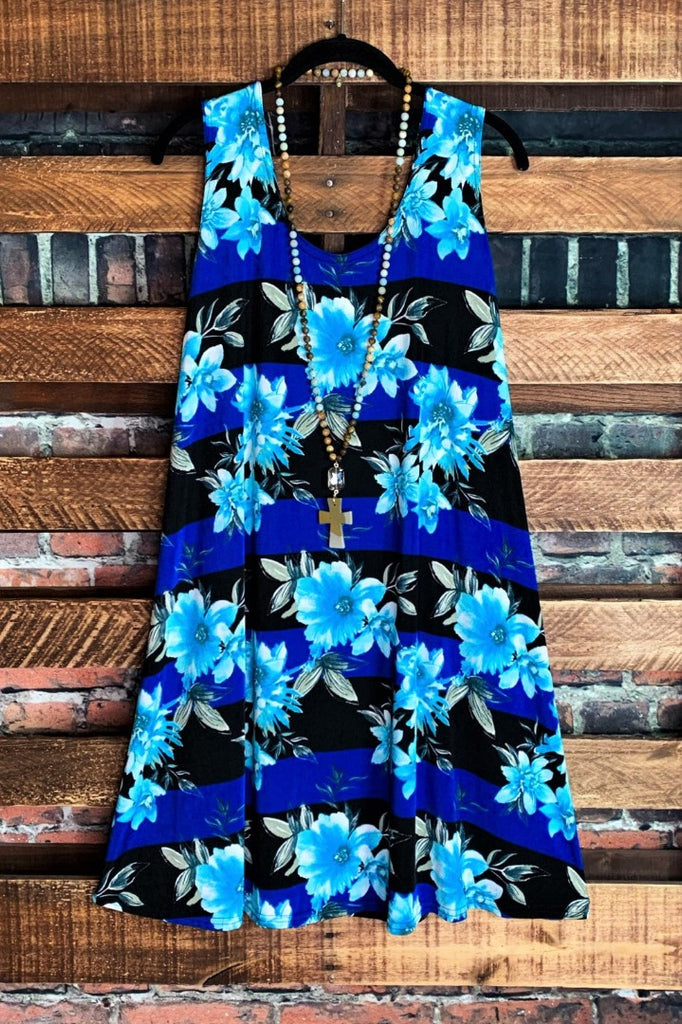 PRETTY FIELDS OF FLOWERS DRESS TUNIC IN TURQUOISE---------SALE