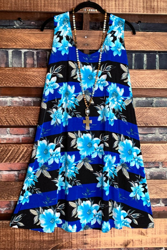 PRETTY FIELDS OF FLOWERS DRESS TUNIC IN TURQUOISE---------SALE