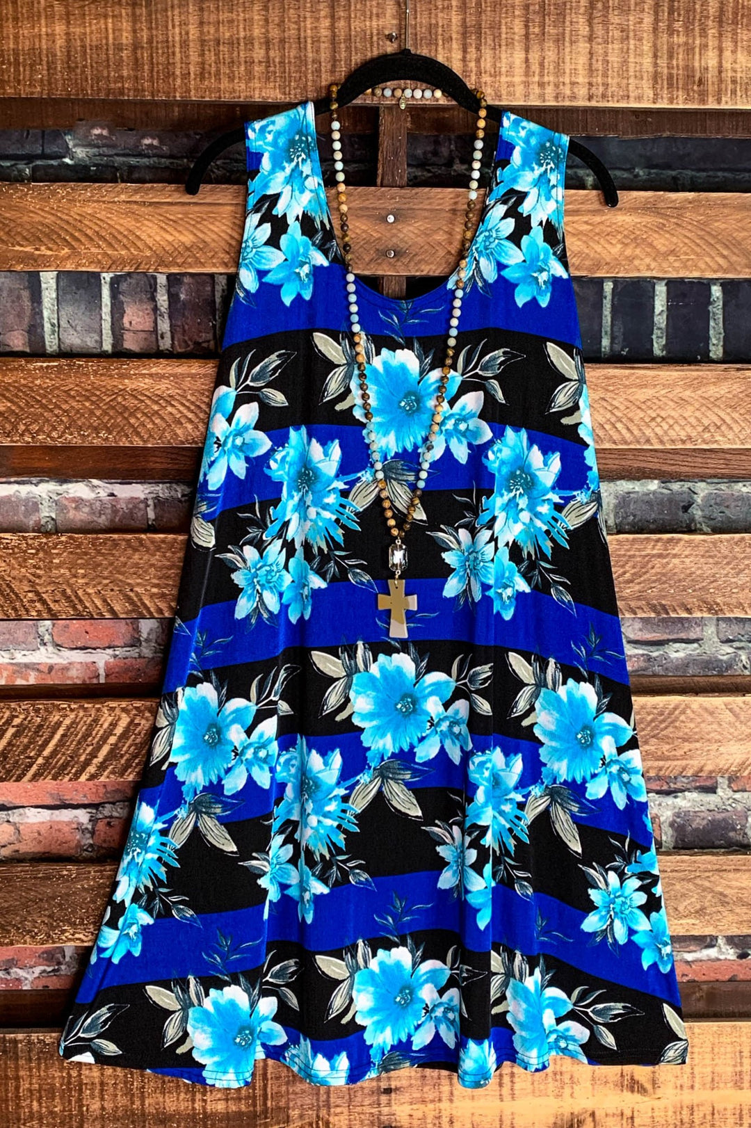 PRETTY FIELDS OF FLOWERS DRESS TUNIC IN TURQUOISE