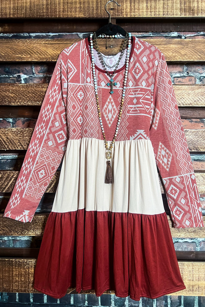 BURGUNDY & MULTI-COLOR DRESS