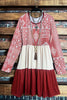 BURGUNDY & MULTI-COLOR DRESS