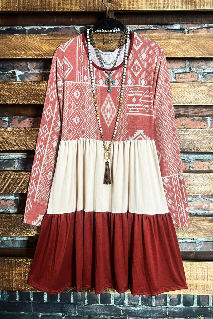 BURGUNDY & MULTI-COLOR DRESS