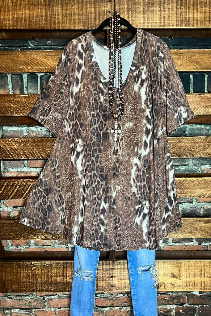 WILD AND FREE ANIMAL PRINT BROWN & MOCHA 3X 4X 5X TUNIC